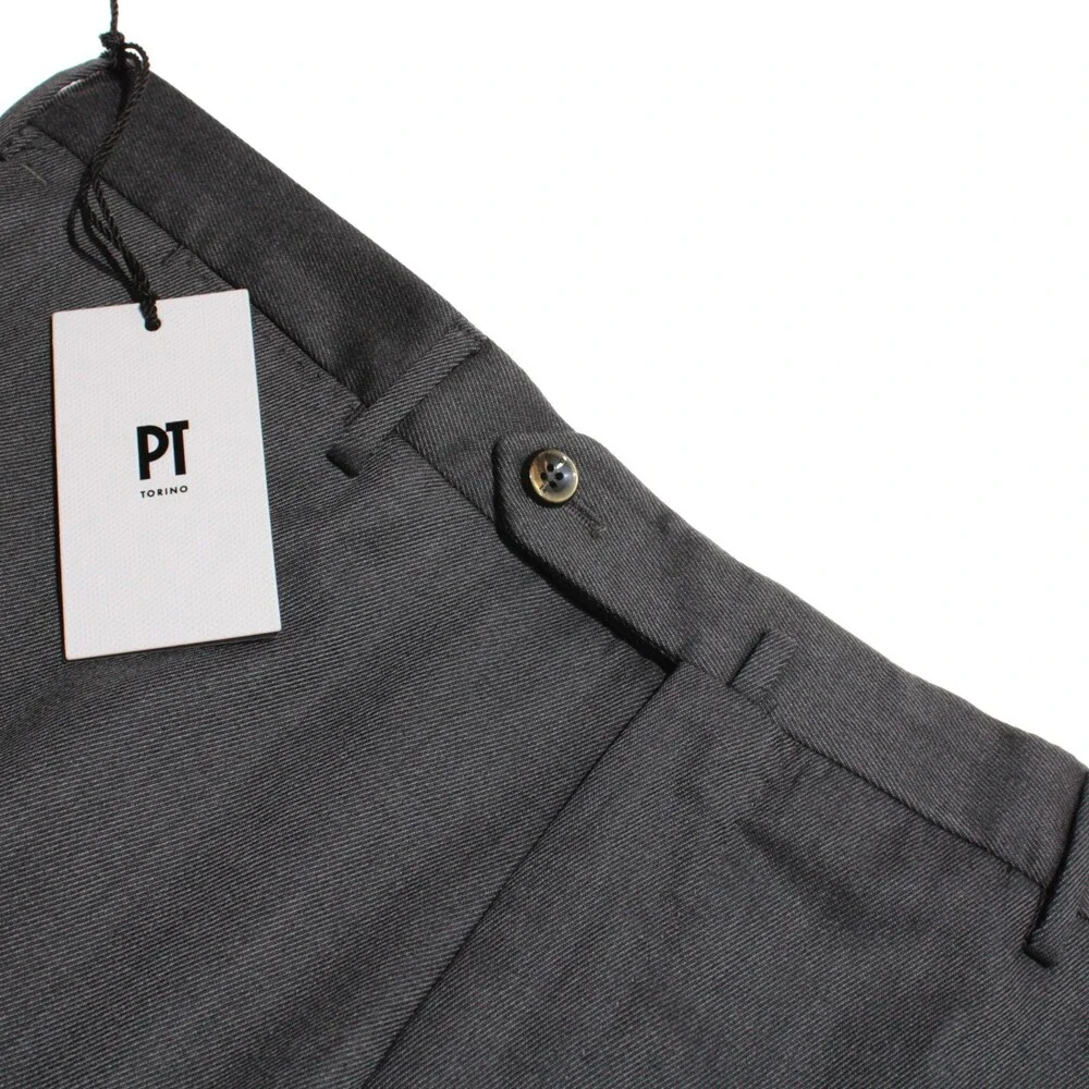 PT Torino NWT Dress Pants Size 54 (US 38) Slim Fit in Dark Gray Wool Blend